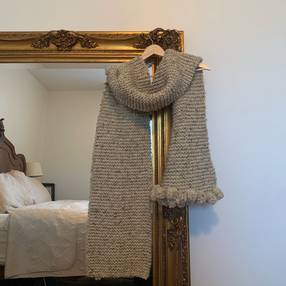 Long Chunky Knit Wool Scarf
